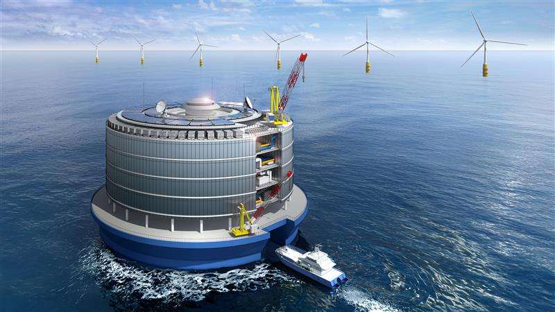 Image of an offshore floating green data center
